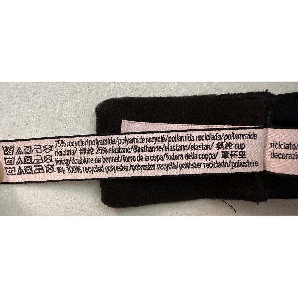 Victoria's Secret T-Shirt Lightly Lined Wireless Bra Black Logo Strap Sz‎ 34D - Picture 12 of 12